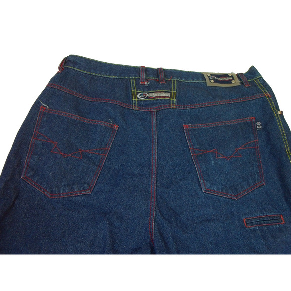 VTG Urban Culture Baggy Wide Leg Jean Shorts Denim Y2K Skater 90s Men’s 44 - Picture 10 of 11